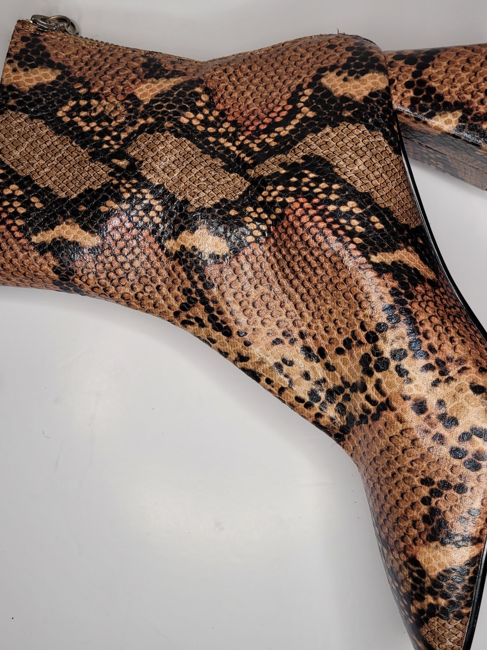 Topshop Breeze Snake Skin Print Square Toe Heeled Ankle Boots Brown Sz: 38 / 7.5 - Picture 5 of 12